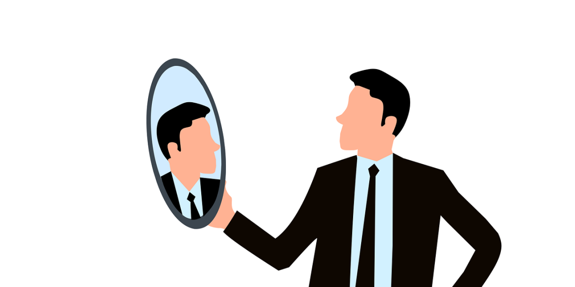 mirror, businessman, self assurance